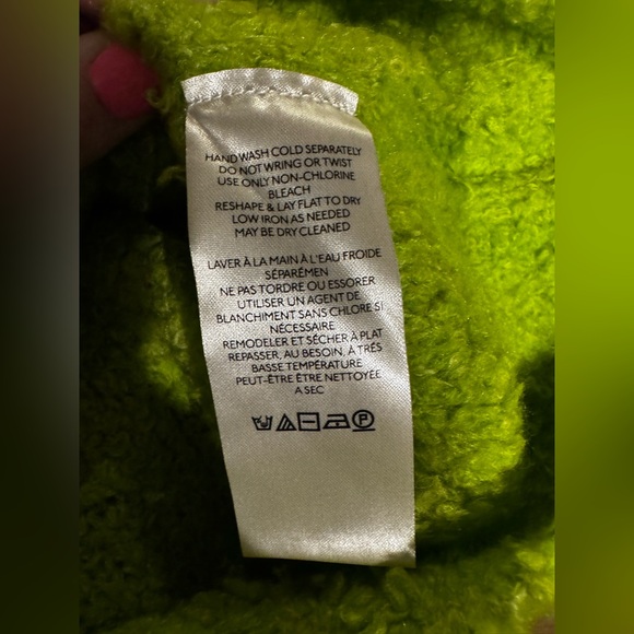 NWT FREE PEOPLE Teddy Tender Shoots Sweater Tunic In Lime/Vert C Sz XS Oversized - Picture 2 of 13